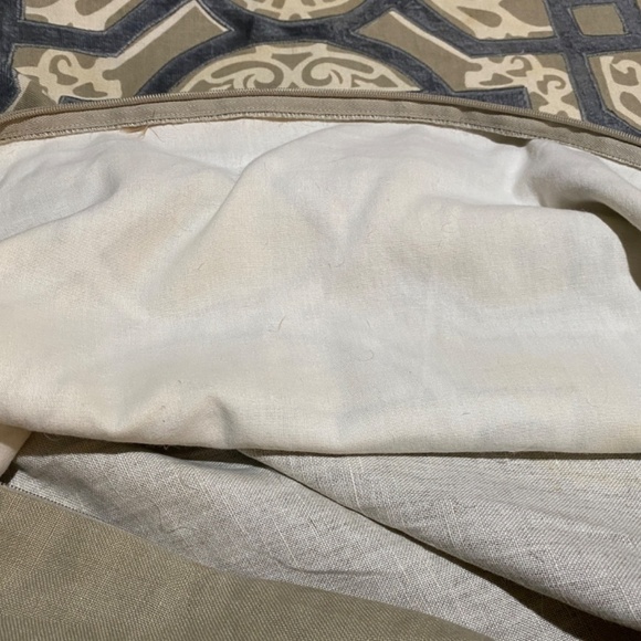 Z Gallerie Euro Pillow Cover Sham Set (2) Linen Cotton 22 X 22 Blue Taupe Cream - Picture 7 of 11